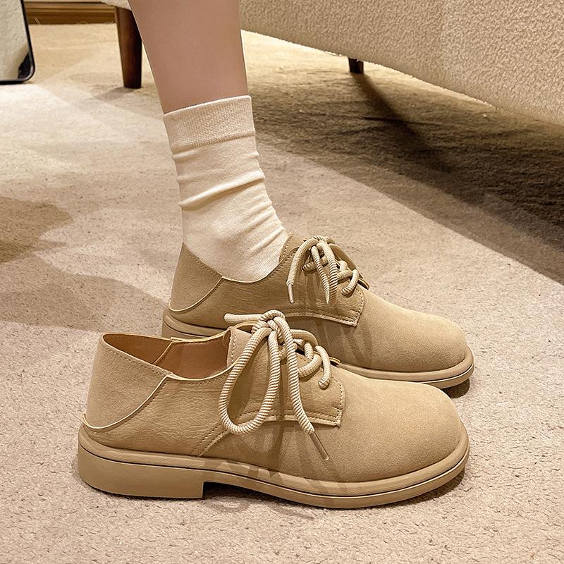 

Spring and Autumn new Korean version flat bottom low heel suede retro women s single shoes Internet celebrity fashion casual soft sole work women s s 35