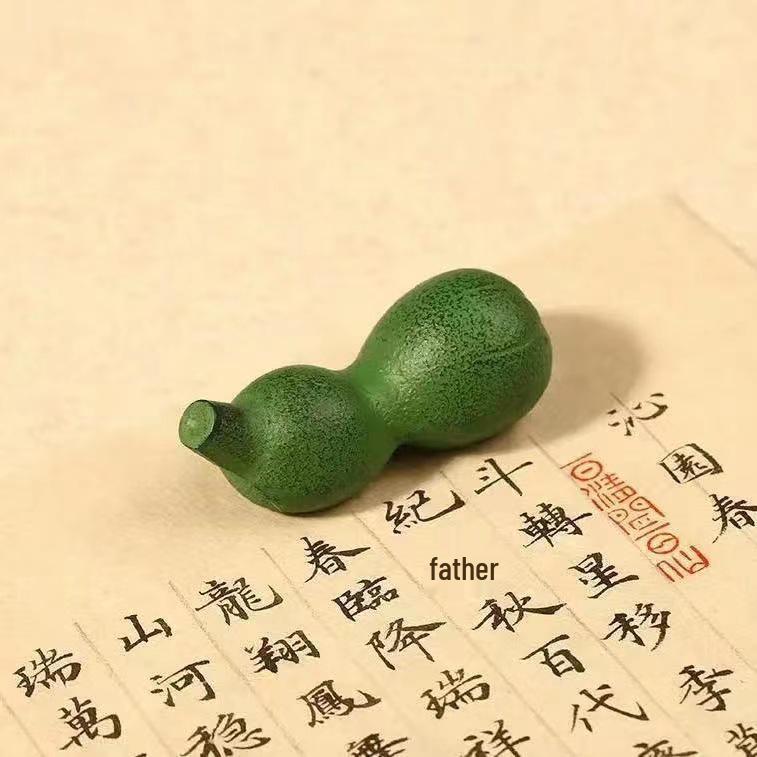 Gourd-Shaped Cast Iron Pen Holder & Paperweight - Calligraphy Desk Ornament, Four Treasures of Study Supplies. Cast Iron