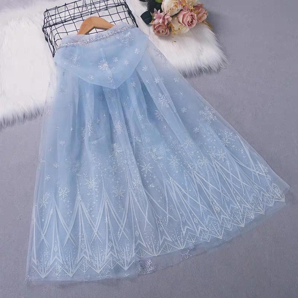Frozen 2025 Princess Mesh Cape for Girls: Halloween Shawl for Little Ladies
