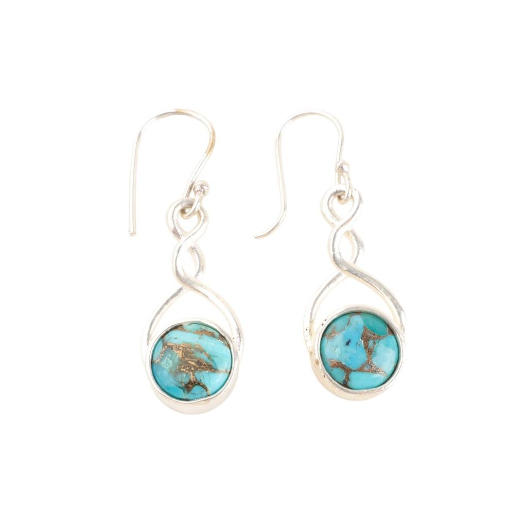 Natural Blue Copper Turquoise Gemstone 925 Sterling Silver Handmade Earring1.68" CE-15-46