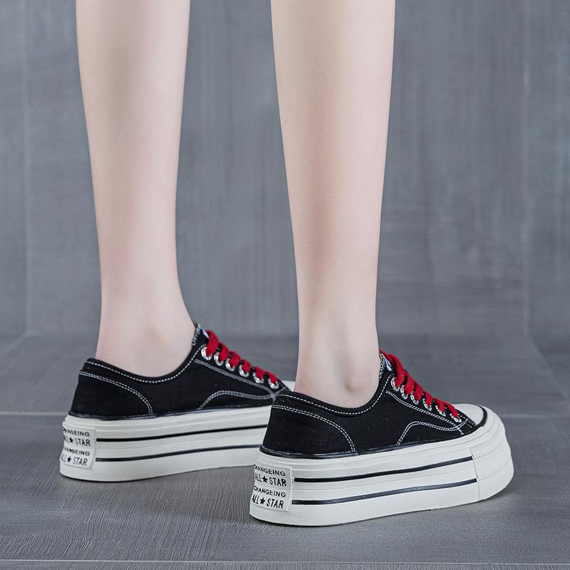 Canvas shoes thick-soled heightened casual spring new muffin-soled breathable sports board shoes