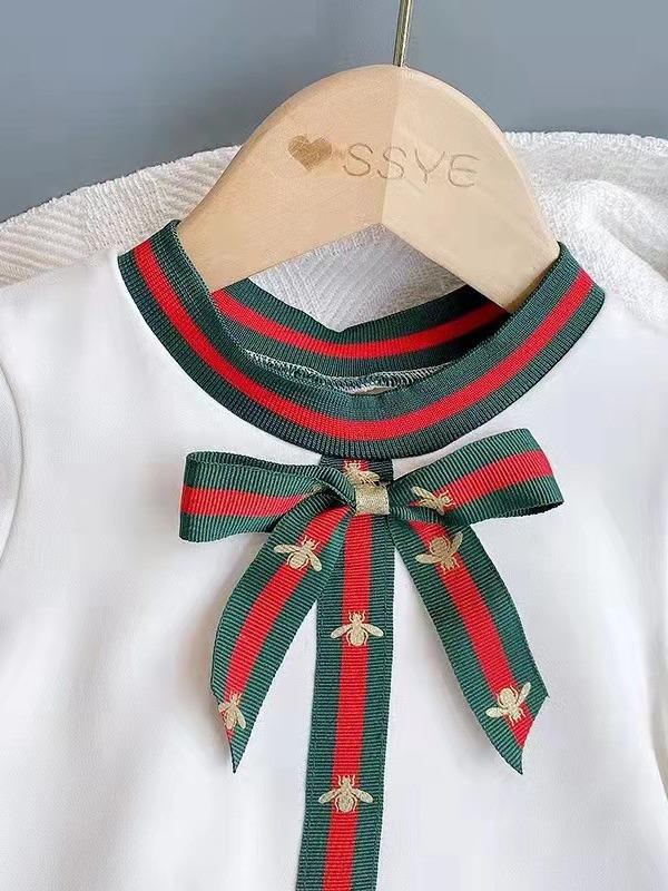 2023 Sommer Koreanischer Stil Baumwolle Schleife Prinzessinnenkleid für Mädchen