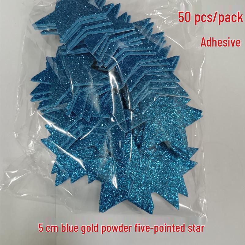 Gold Glitter Five-Pointed Star Foam Stickers for Kindergarten - Small EVA Geometric Shapes