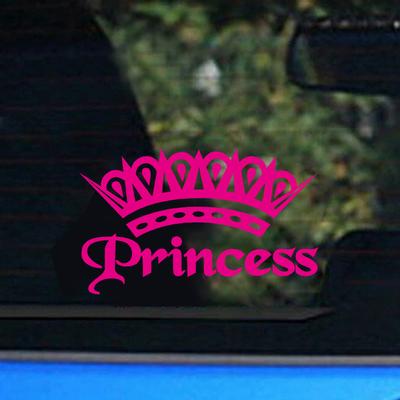Cute Pink Princess Crown Vinyl Sticker Car Window Decoration, Elegant Lady Girls Car Decals Laptop Stickers Decor