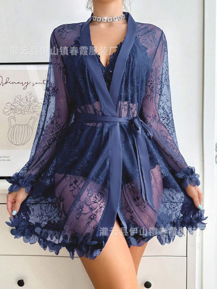 Sexy Large Size Erotic Underwear Suspender Loose Version Home Pajamas French Solid Color Sexy Suit