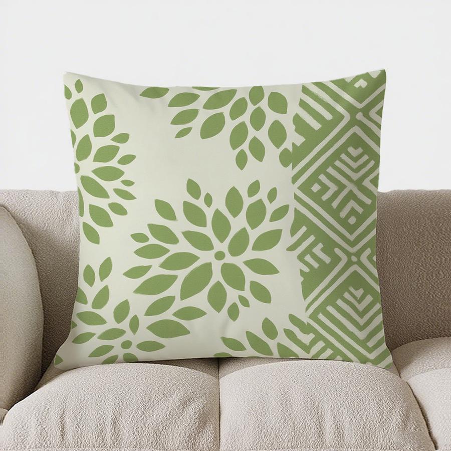 Home Decor Minimalist Green Circle Pattern Throw Pillow Pattern Cushion Cover Suitable For Sofa Bedroom Car Pillow Cover