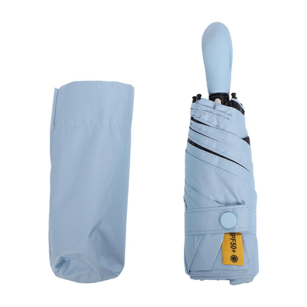 Mini Reise-Sonnenschirm Sonnenschutz Regenschutz Kompakter 5-fach faltbarer tragbarer Klappschirm für Outdoor Himmelblau