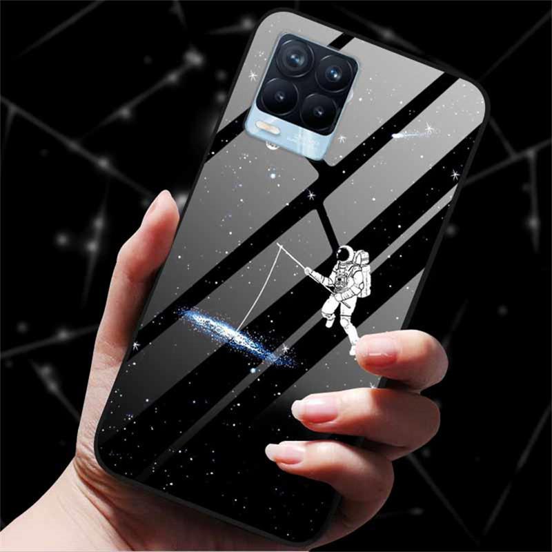 For Realme 8 Case Tempered Glass Hard Back Cover Case For Realme 8 5G 8i Realme 8 Pro Phone Case Cover Realme8 Pro Soft Bumper