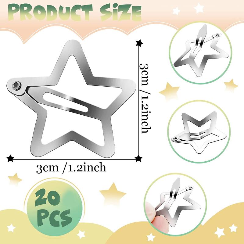 2/20 Stück Coole Mädchen Stern Haarspangen Damen Niedlich Metall Silber Stern BB Haarspangen Haarspangen Haargriff Y2K Haarschmuck Kopfbedeckung