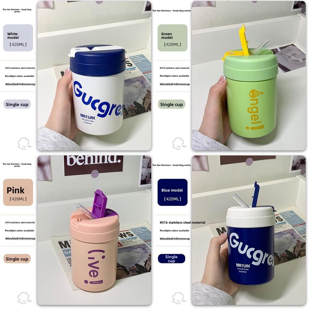 Reise-Isolierflasche für Kinder mit Strohhalm, auslaufsicher, für Kinder und Jugendliche