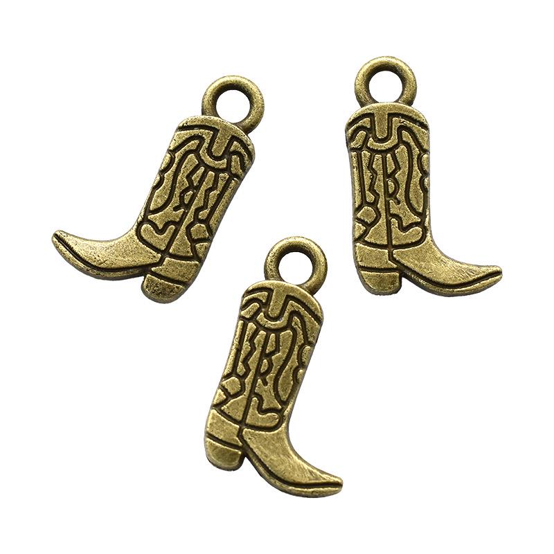 Seria westernów kowbojskich: Kapelusz i buty końskie, biżuteria ze stopu, wisiorki do naszyjników i bransoletek