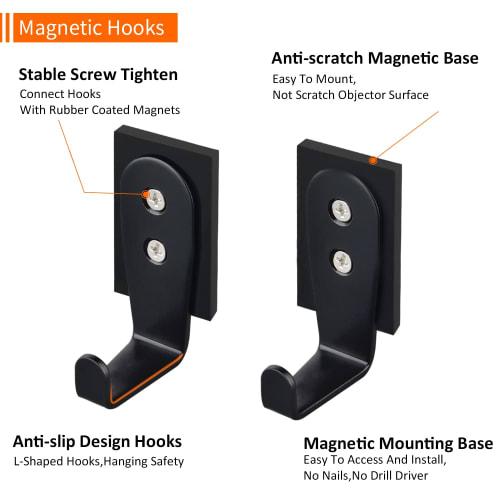 MUTUACTOR Strong Magnetic Hooks, 2-Pack, Heavy-Duty Magnetic Wreath Hangers, Rectangular, Rubber-Coated, for Metal Doors, Refrigerators, Christmas Wre