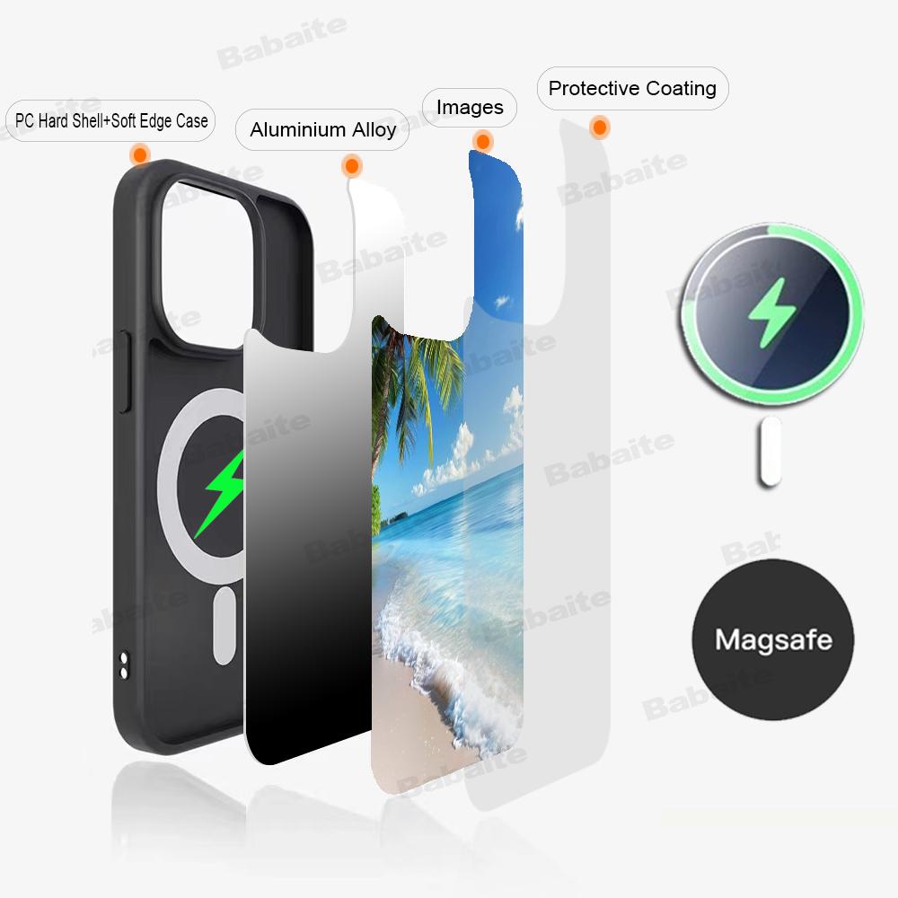 Sea Tropical Palm Trees Beach Phone Magnetic Case For IPhone 16 14 13 12 11 15 Pro Max Plus For Magsafe Wireless Charge Cover