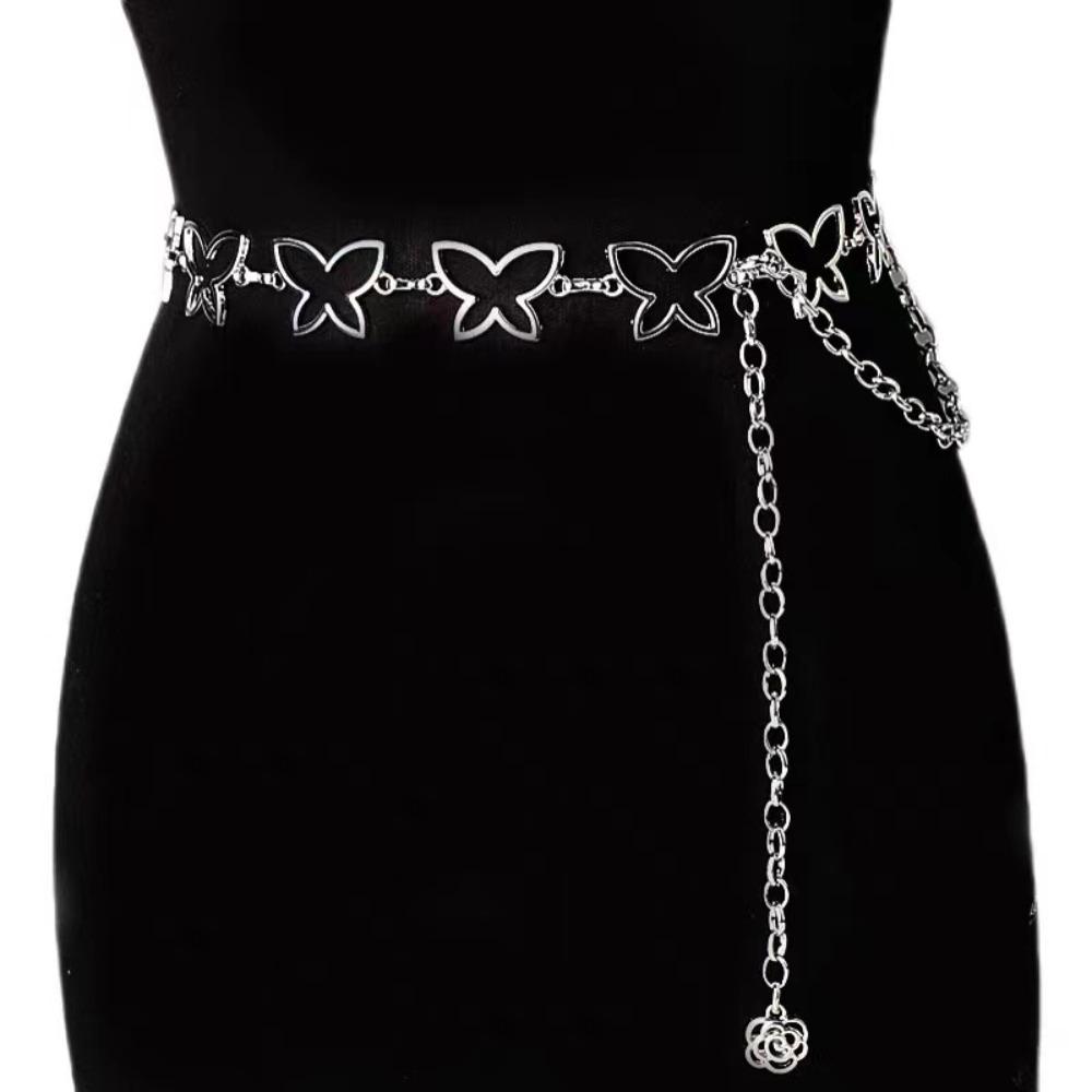 Bohemia Retro Silver Color Metal Butterfly Tassel Waist Chain for Women Bikini Skirt Temperament Body Jewelry Belt Accessory