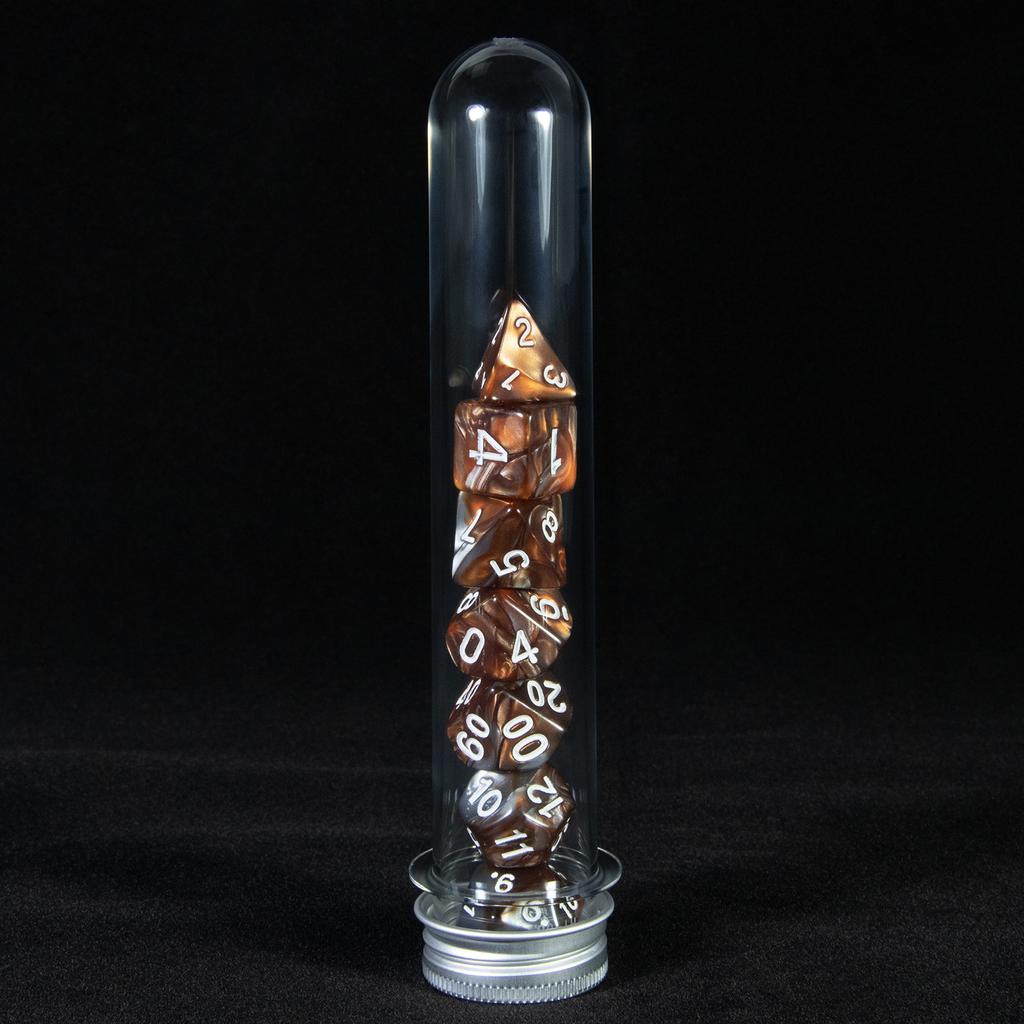 7 szt. Wielościenne kostki w mieszanych kolorach z tubą do DND TRPG RPG Cthulhu COC Gra planszowa Drużyna prowadząca Zestaw kości DND