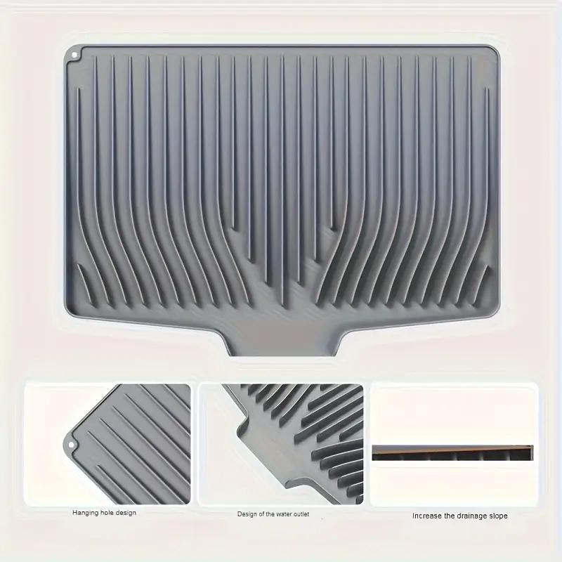 Siliconen Hoekige Afdruipmat Voor Keukenblad Makkelijk Schoon Te Maken Droogrek Antislip Ontwerp Voor Kleine Ruimtes Modern Huis 48x34.5 cm