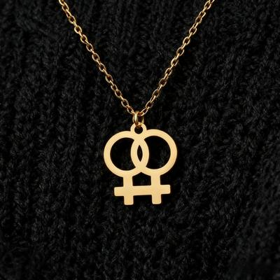 Stainless Steel Necklaces Choker Necklaces for Women Lesbian Symbol Pendant Double Chain Necklace Fashion Jewelry New