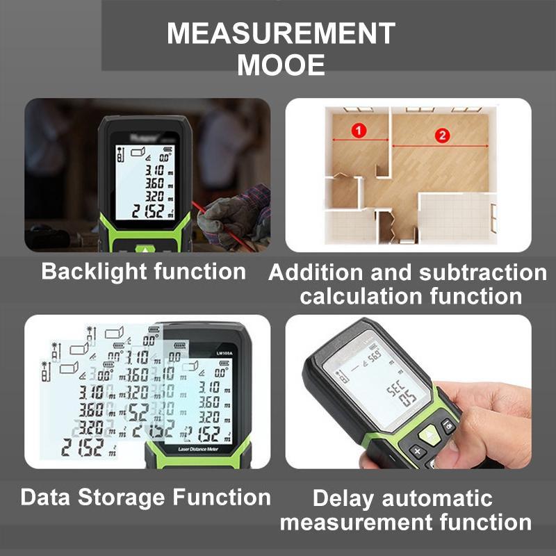 Portable Laser Distance Meter High Precision Laser Rangefinder Laser Tape Ranges Finder Diastimeter Measurer 3.7V 50m 100m 150m