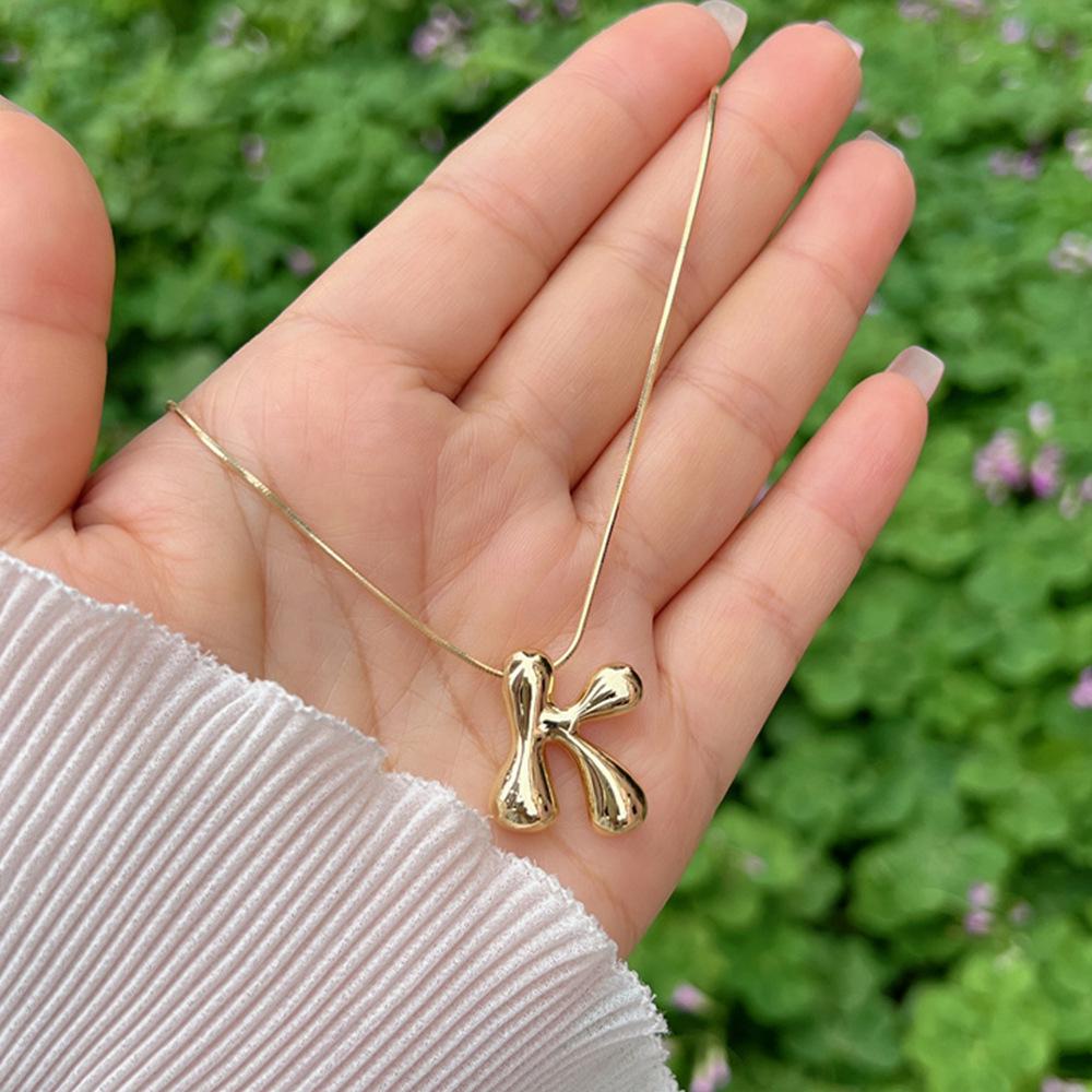 18K Gold Copper-Plated A-Z Balloon Bubble Alphabet Pendant Necklace, 2024 Stylish Glossy Design.