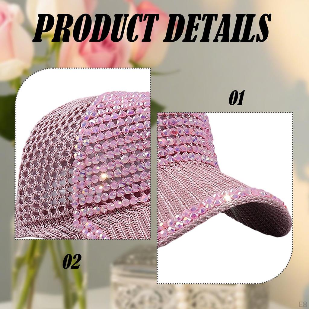 Mesh Rhinestone Baseball Cap Breathable Duckbill Adjustable Summer Beach Sun Hat Protection