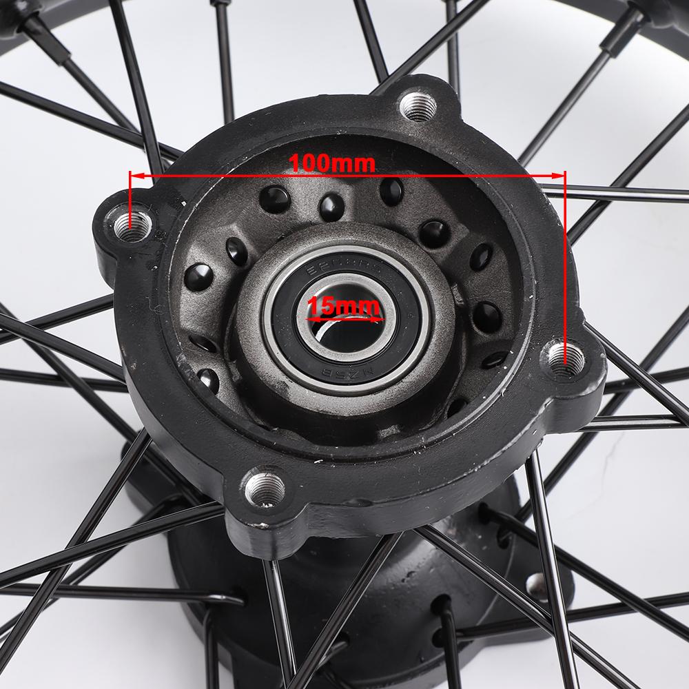 Motocross 15mm Bearing Hole Front 1.40x14 Inch Rear 1.85x12 Inch Alloy Wheel Suitable for 160cc 150cc Pit Bike 12/14 Inch Wheel