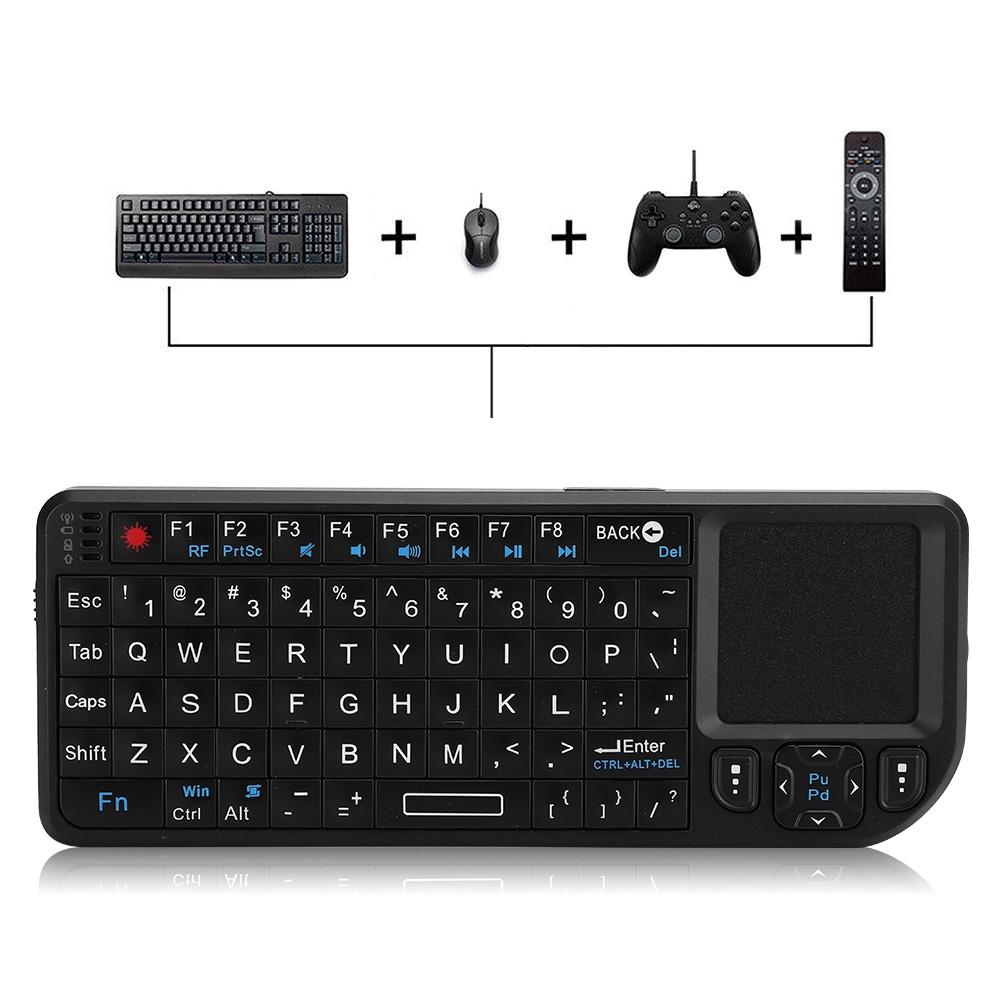 Mini-Funktastatur, USB, tragbar, schwarz, multifunktional, ultradünn, mit Hintergrundbeleuchtung, 100RF, 2,4 GHz(Schwarz )