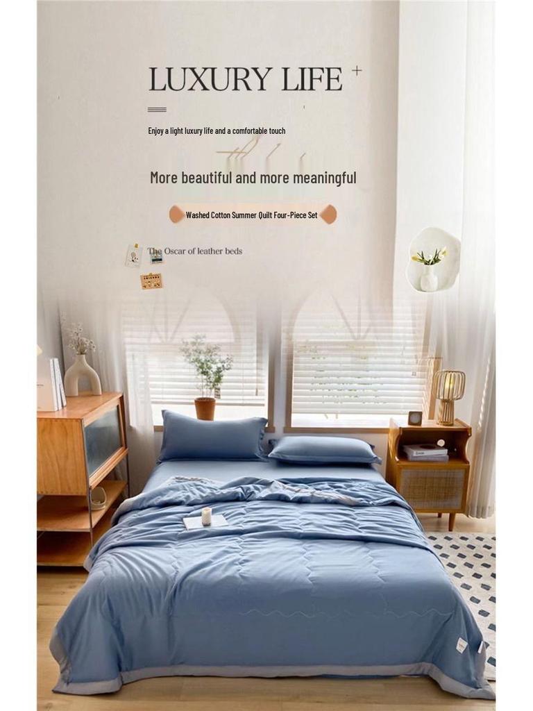 Lightweight Summer Quilt - Washable Cotton, Ideal for Air Conditioned Rooms, Dorms, and Kids