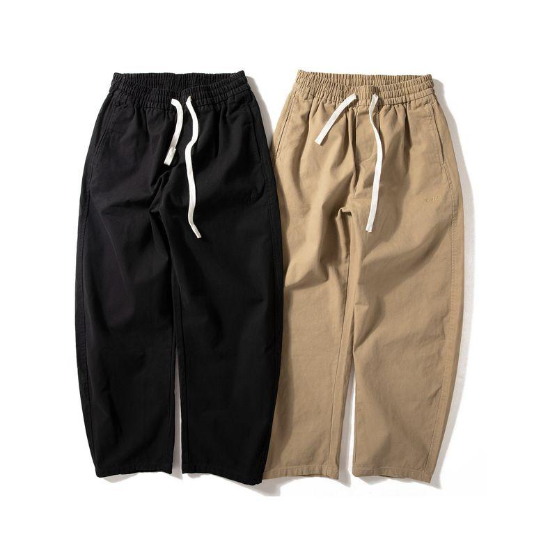 Men's Pants Autumn New Style Washed Pure Cotton Casual Pants with Drawstring Elastic Waist Versatile Loose Men's Trousers