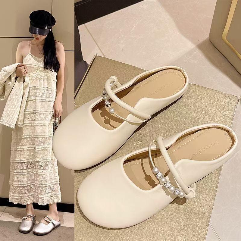 French High-end Bag Head Half Slippers Women's Summer Wear Fashion 2025 New Summer Flat Beach Muller Shoes