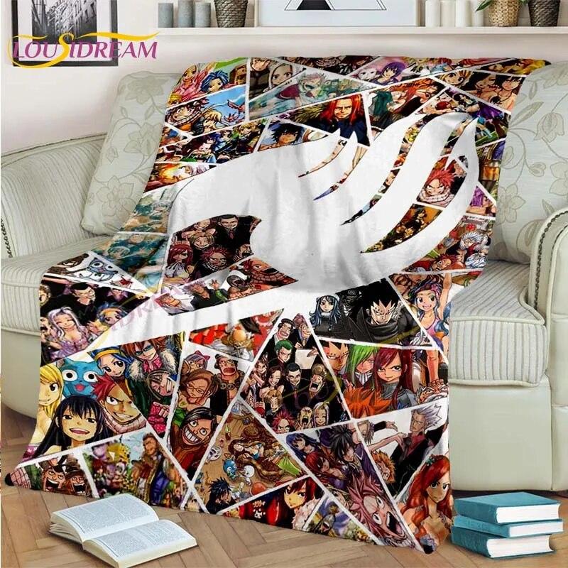 Fairy Tail Blanket Anime Blanket Natsu Blanket 3D Cartoon Covered Blanket Flannel for Bedding Children Room Decor Warm Blanket