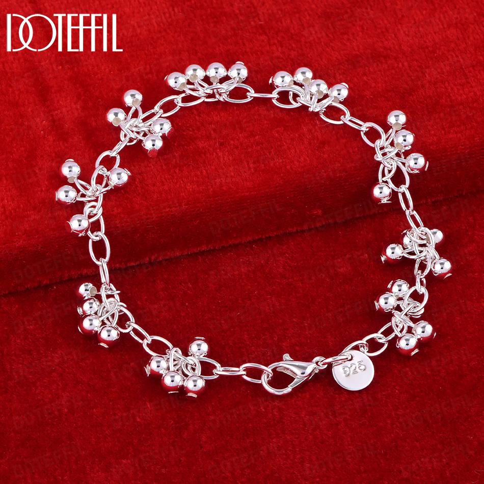 925 Sterling Silver Grape Bead Bracelet Fashion Wedding Gift Jewelry