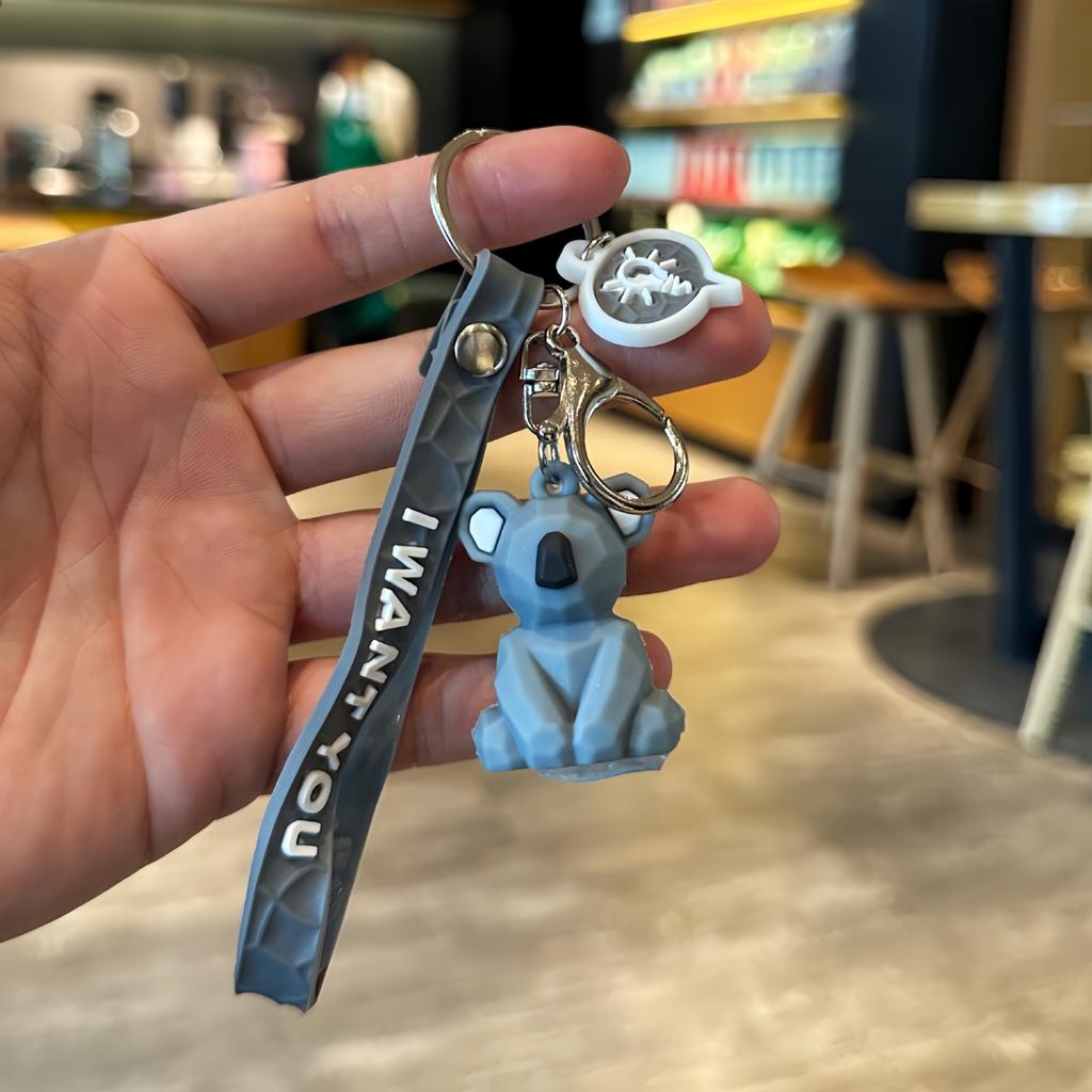 Cartoon Geometric Cross-section Animal Keychain Cute Dinosaur Panda Keychain Bag Charm Small Gift