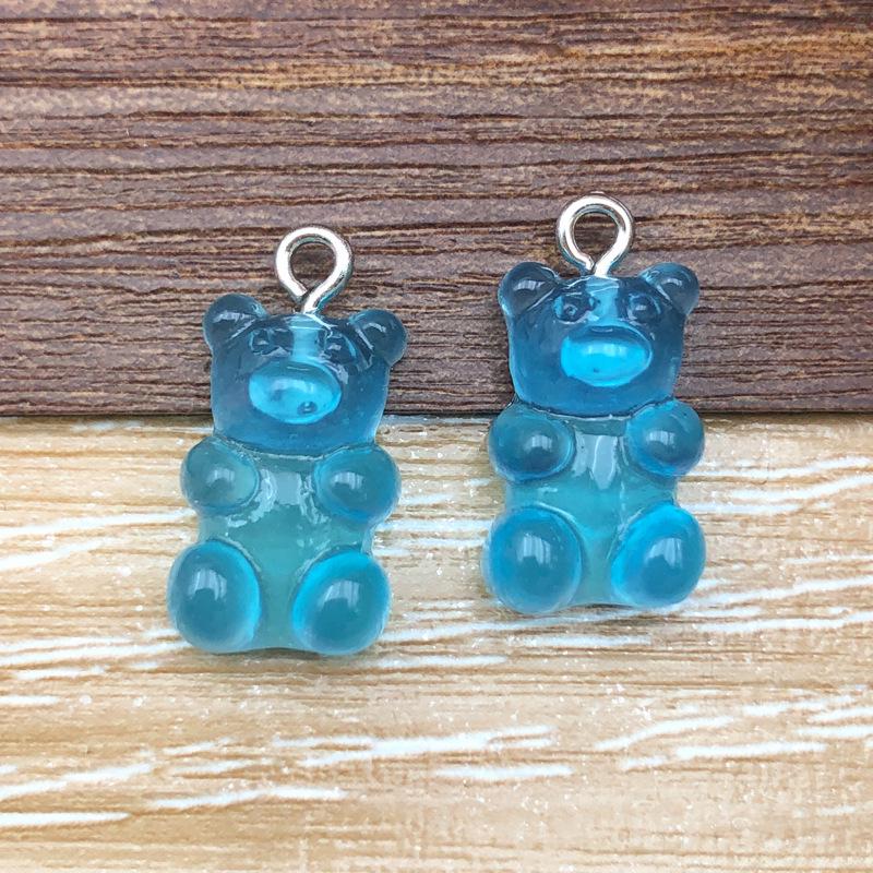 Cute Colorful Cartoon Bear Pendant Charm - Resin DIY Jewelry Accessory