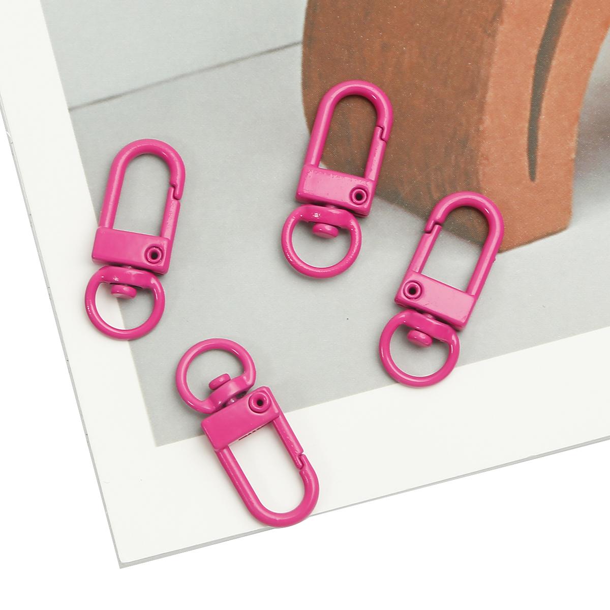 

5 шт. металлическая застежка-лобстер, соединительные кольца для ключей для сумки, ремня, цепочки для собак, DIY ювелирные изделия, фурнитура 12×33mm фуксия