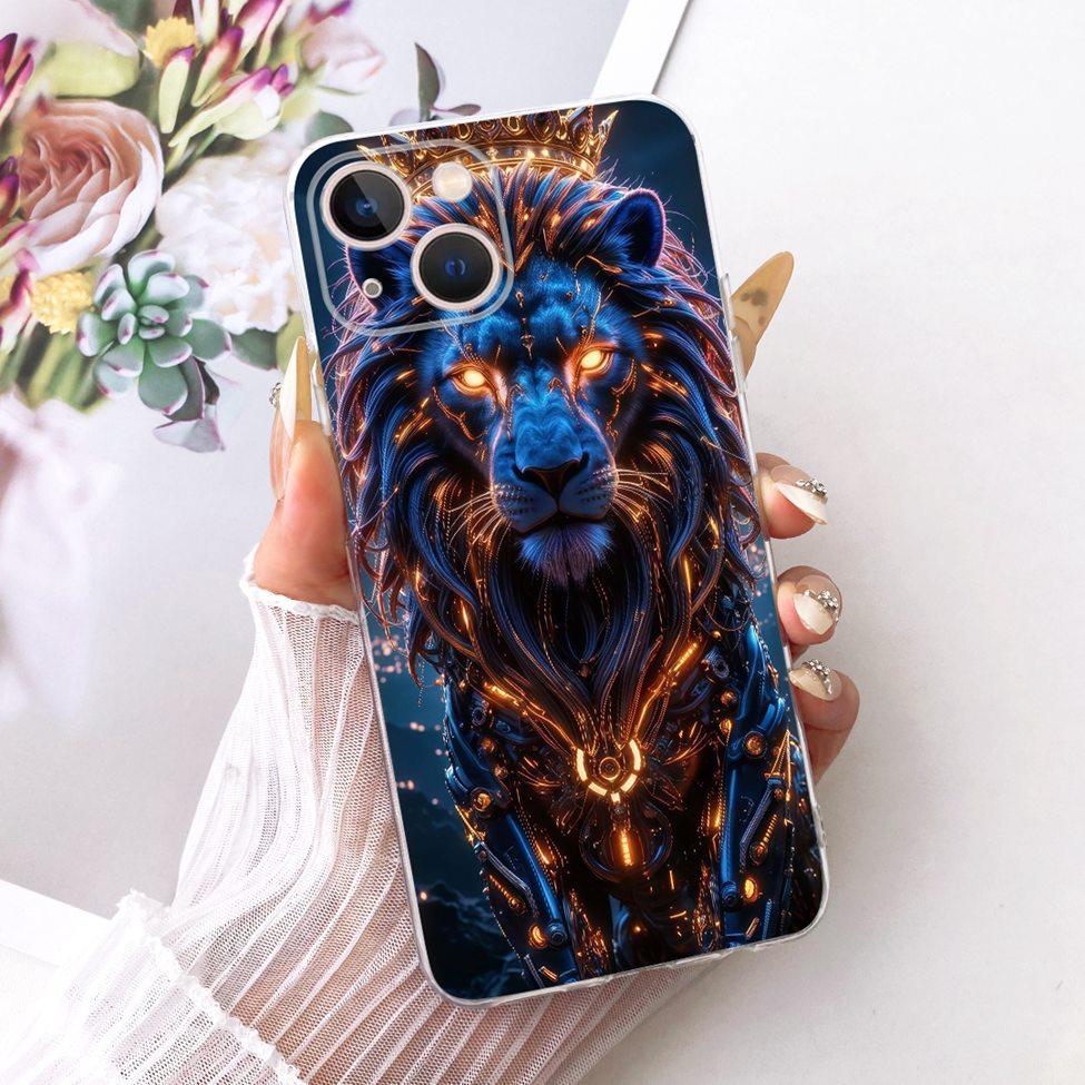 Transparent For iPhone 13 Case Cover Cute Cat Fashion Butterfly Funny Painted Casing A2633 A2482 A2631 A2634 A2635
