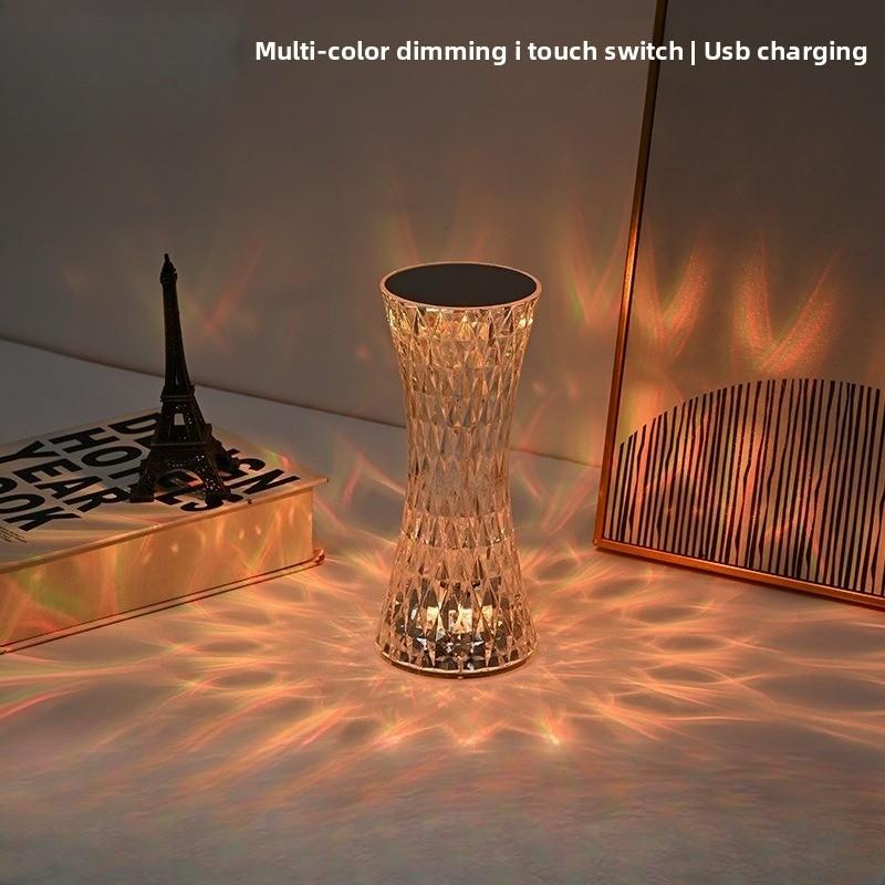 Creative Curvy Waist Crystal Table Lamp Touch Control Romantic Atmosphere Night Light Decorative Gift Lamp for Bedroom Bedside