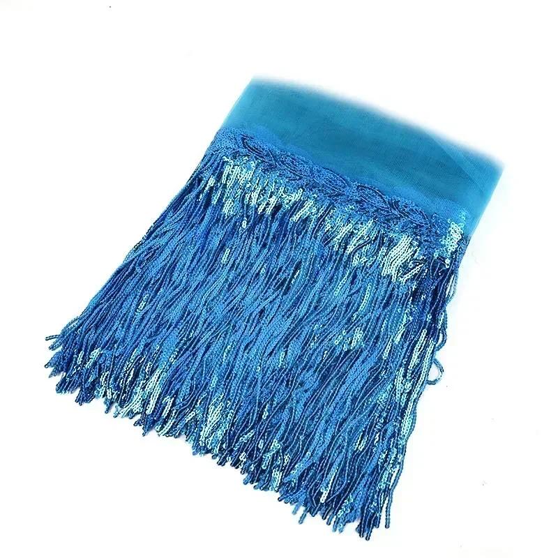 1-10Yards Meetee 18cm Sequin Fringe Trim Tassel Glitter Lace Fringes for Dance Clothes Dresses Decorative DIY Sewing Accessories