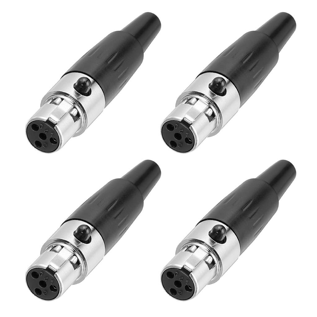 uxcell 4-pin Mini XLR Female Connector TA4F Jack Adapter Plug Replacement Cable Terminal 4-Pack (for Microphones, Audio Amplifiers, Mixers, Recording