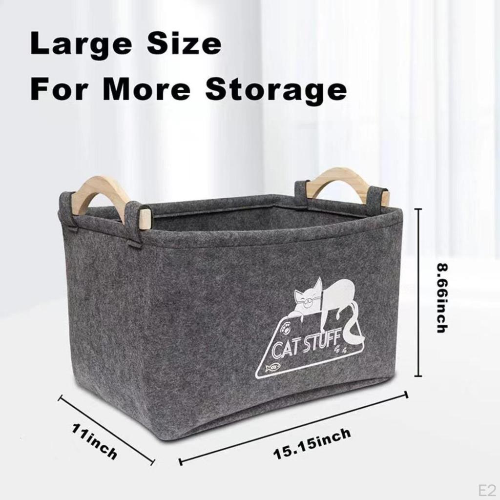 Köpek Oyuncak Düzenleyici Kutusu Keçe Evcil Hayvan Kutuları Sepet Kulplu Büyük Kapasiteli Yavru Eşyaları için