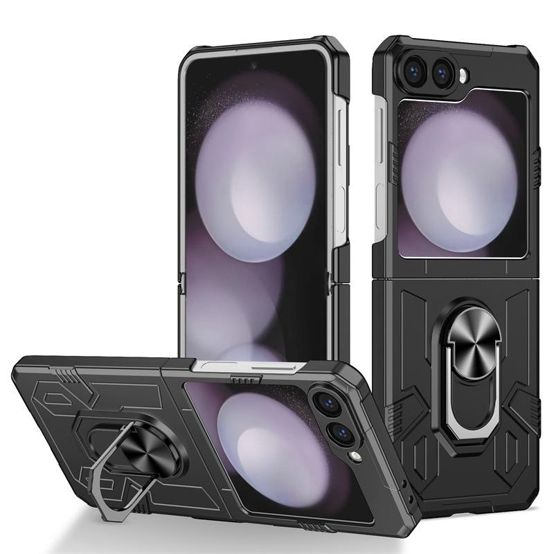 For Samsung Z FliP7 Folding Phone Case Mecha Ring Holder Galaxy Z FliP6 Case