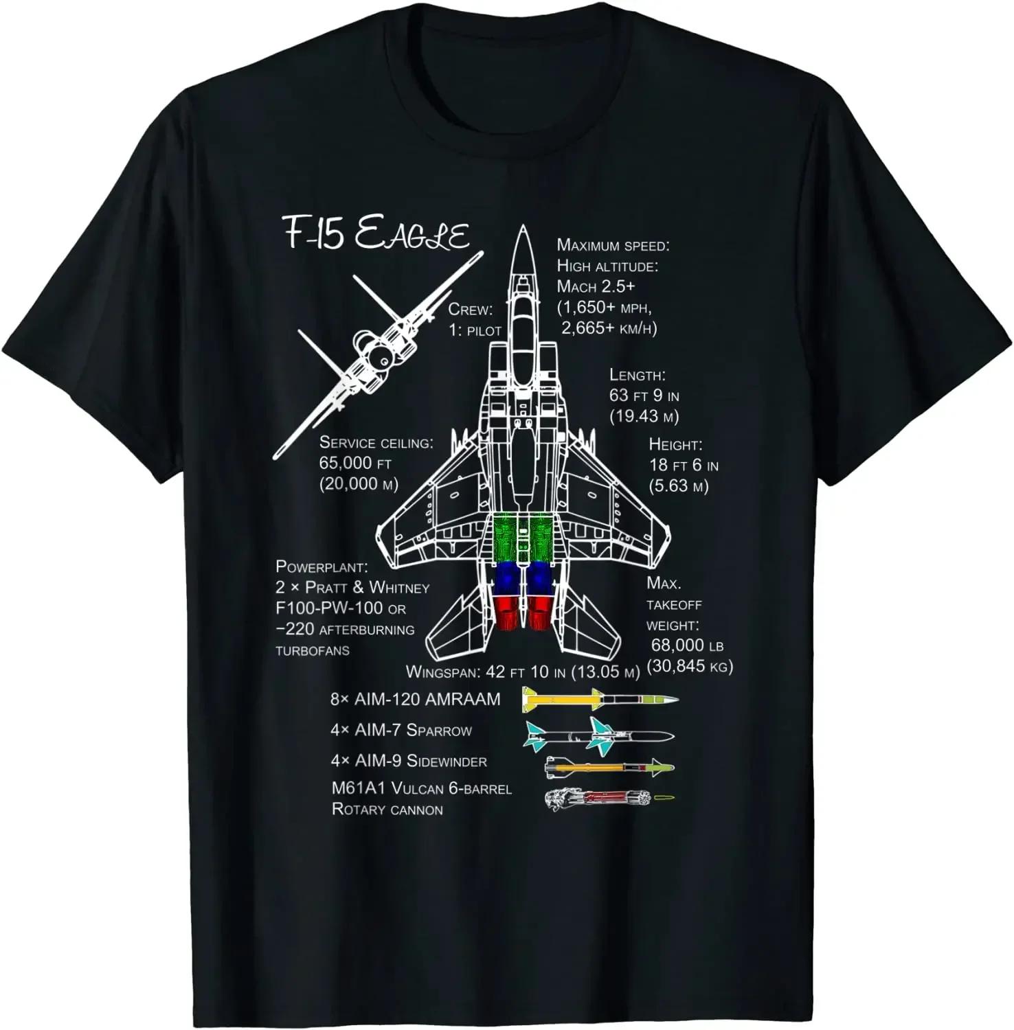 

Men s F-15 Eagle military hunting aircraft pattern printed 100% pure cotton casual short-sleeved T-shirt Casual wear top 2XL