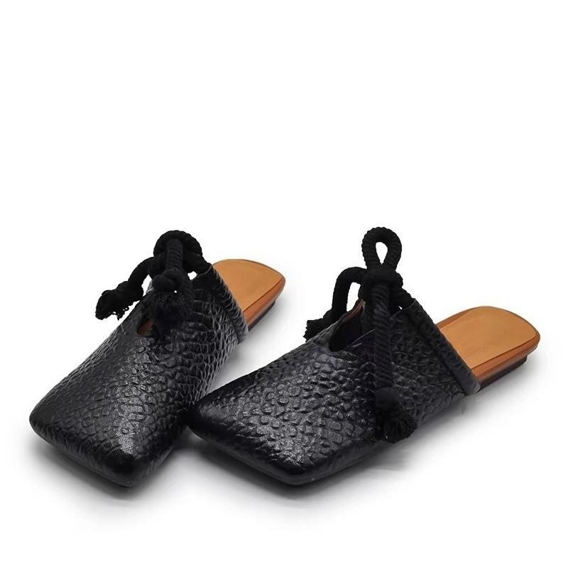 Fashion Square Toe Flats Slippers Women Designer Mules Shoes Fashion Casual Sandals 2025 Summer Slingback Flip Flops Sandalias De Mujer