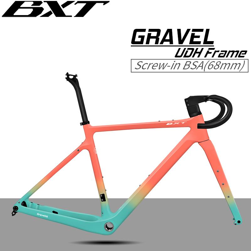 BXT T1000 Telaio Gravel in Carbonio Telaio per Bicicletta Gravel a Disco Asse Passante 700C/27.5er Telaio per Bicicletta da Strada Passaggio Cavi Completamente Nascosto Gancio UDH