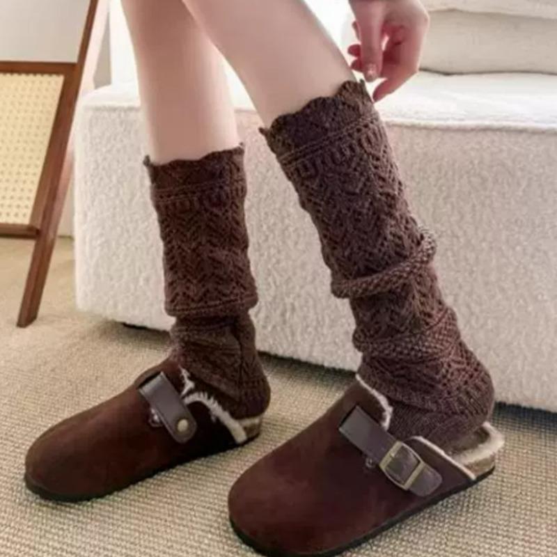New Japanese Sweet Knitted Socks Hollow Out Beige Leggings Stockings For Women Girls Winter Warm Fashion Lolita Jk Hosiery Socks
