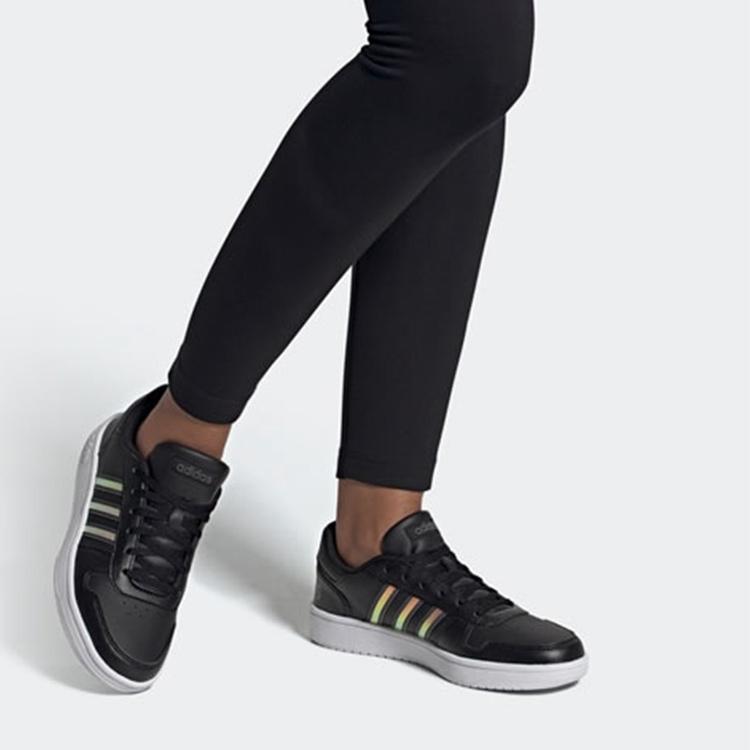 adidas Hoops 2.0 Black Tactile Gold Metallic Women Sneakers Core-Black Grey-Five FW3536