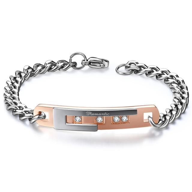 Couple Bracelets Bangles With Stainless Steel Zirocn Zircon Bracelet for Women Men Jewelry Gifts