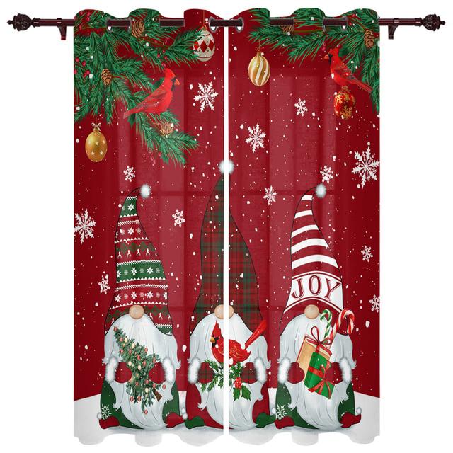 Christmas Tree Snowman Snowflake Window Curtains for Bedroom Luxury Kitchen Curtains Living Room Christmas Curtains