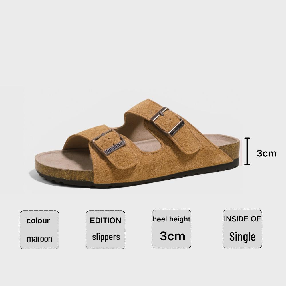 

Жіночі сандалі з двома ремінцями та пряжками з натуральної шкіри – Зручні, ретро, на корковій підошві, для пляжу 41