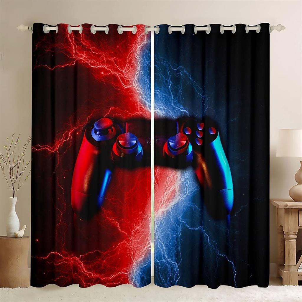 Cheap 3D Cool Children's Game Handle Curtains Game Controller Curtains 2 Panel Children's Room Bedroom Living Room Decor