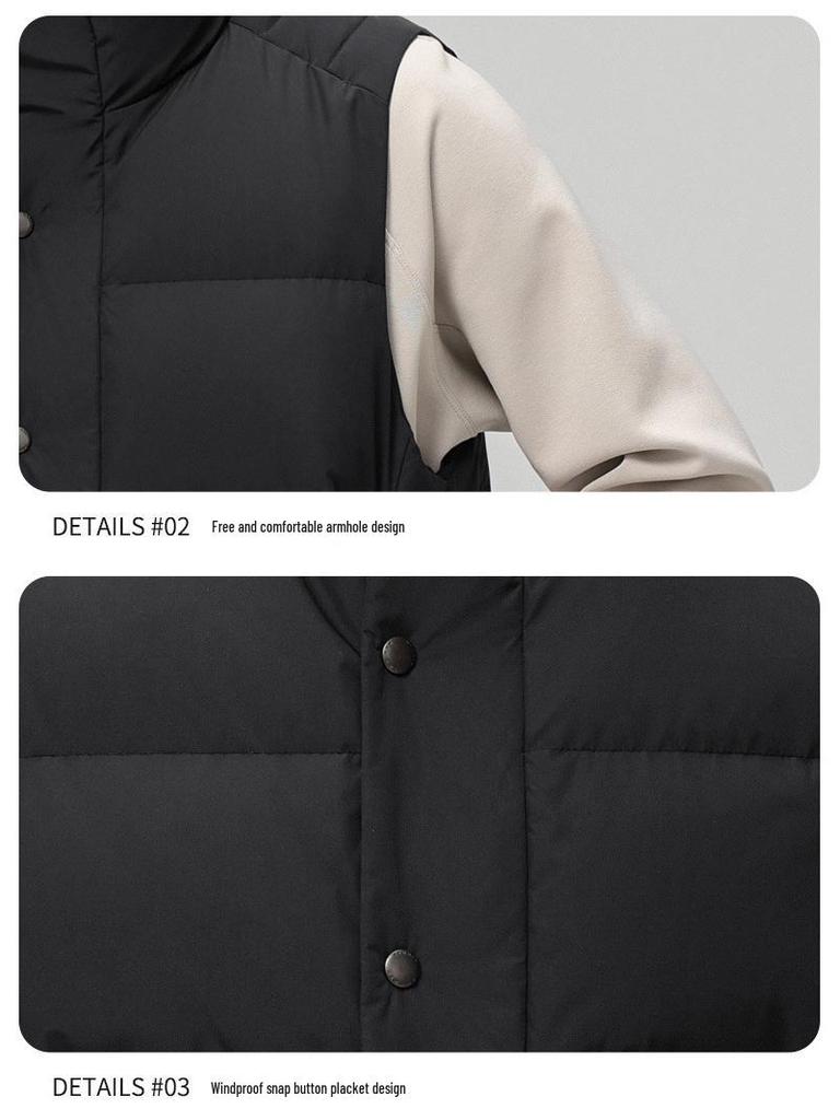 Men's High-End Fashion Lightweight Sleeveless Down Vest with Stand-Up Collar